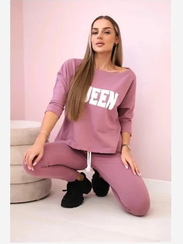 Sada s potlačou Queen tmavo ružová