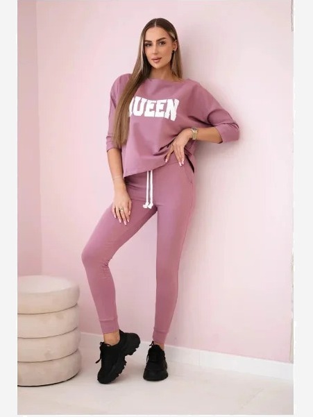 Sada s potlačou Queen tmavo ružová