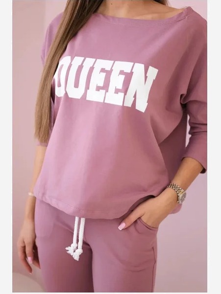 Sada s potlačou Queen tmavo ružová