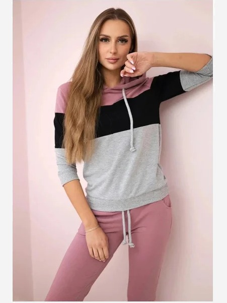 Súprava s farebnými pruhmi tmavo ružová+čierna