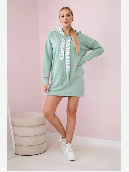 Šaty s kapucňou Oversize tmavá mäta