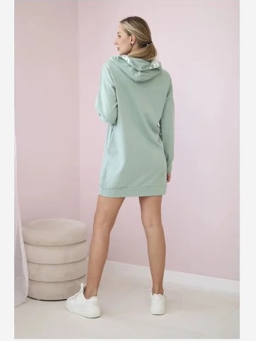 Šaty s kapucňou Oversize tmavá mäta