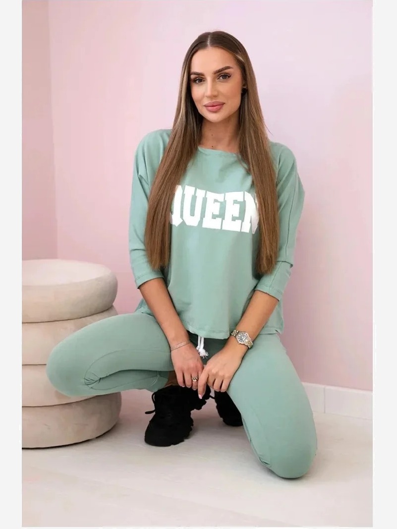 Sada s potlačou Queen tmavá mäta