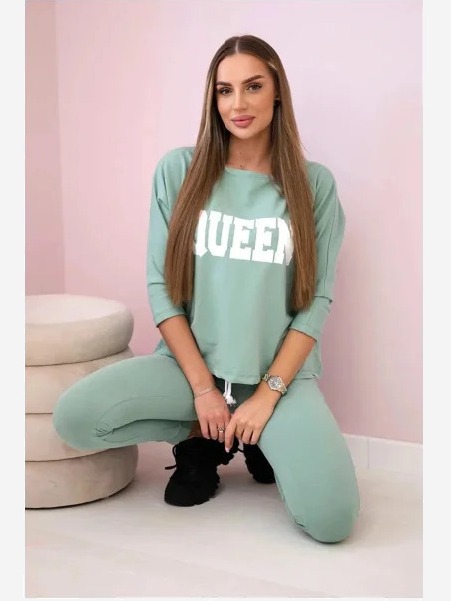 Sada s potlačou Queen tmavá mäta