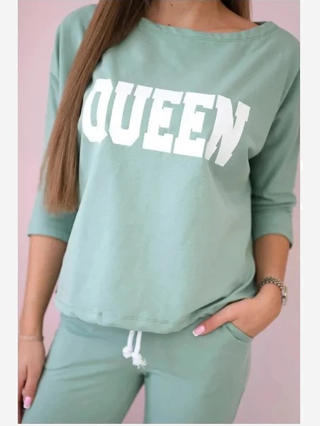 Sada s potlačou Queen tmavá mäta