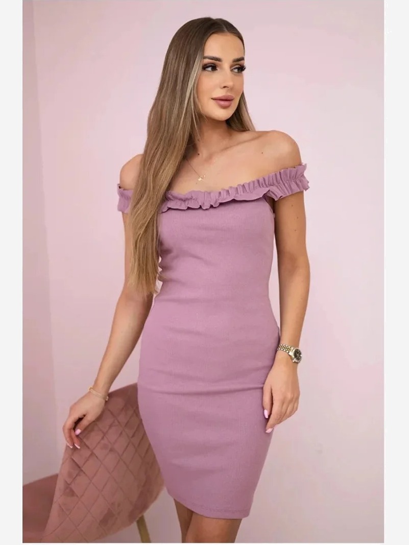 Šaty s ozdobami tmavo ružová