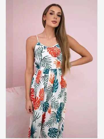 Šaty s motívom listov biela