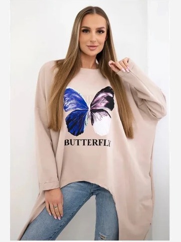 oversize tričko s potlačou béžová
