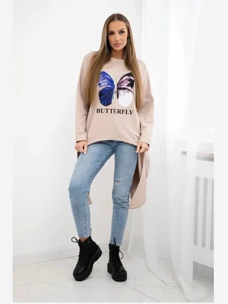 oversize tričko s potlačou béžová