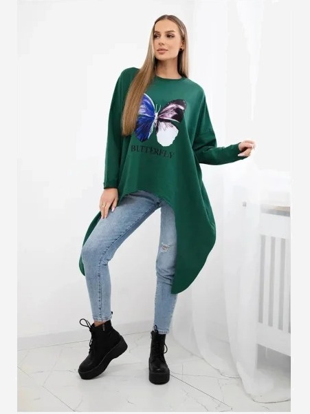 oversize tričko s potlačou tmavozelený