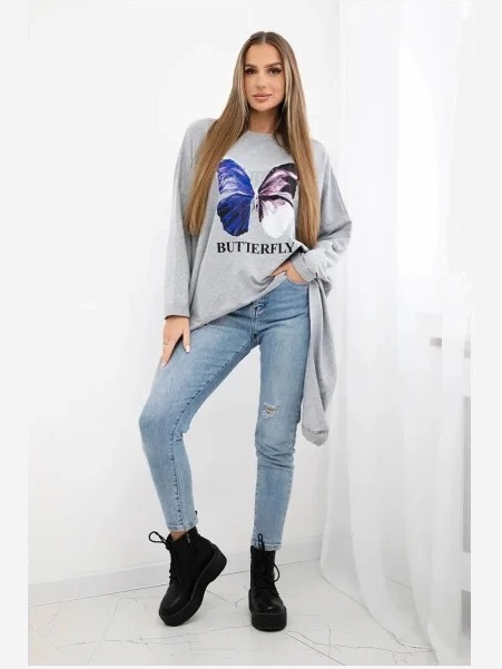 oversize tričko s potlačou sivá
