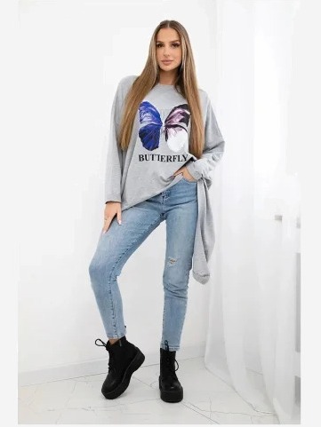 oversize tričko s potlačou sivá