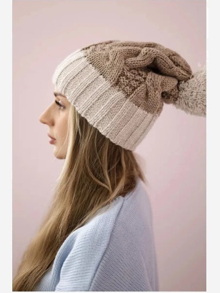 Čapica s fleece Paris K212 tmavo béžová+béžová