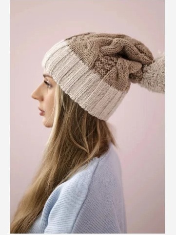 Čapica s fleece Paris K212 tmavo béžová+béžová