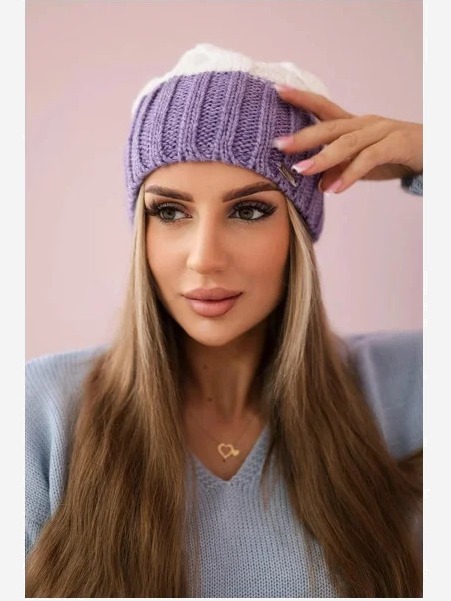 Čapica s fleece Paris K212 biely+fialový