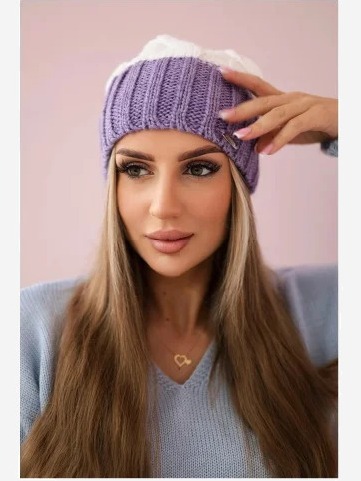 Čapica s fleece Paris K212 biely+fialový