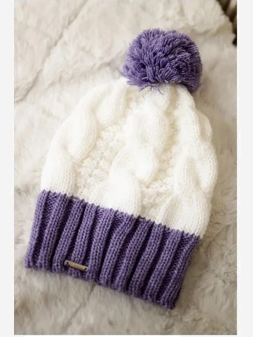 Čapica s fleece Paris K212 biely+fialový