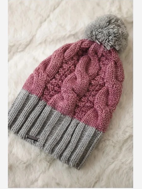 Čapica s fleece Paris K212 tmavo ružová+šedá
