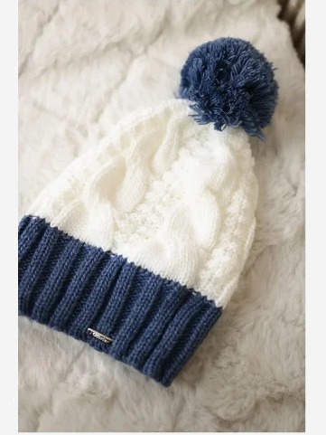 Čapica s fleece Paris K212 biela+denim farba