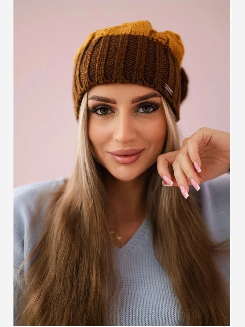 Čapica s fleece Paris K212 horčica+hnedá