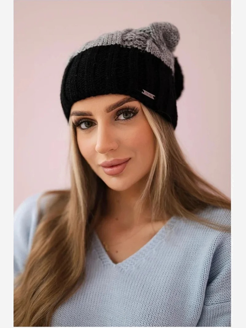 Čapica s fleece Paris K212 šedá+čierna