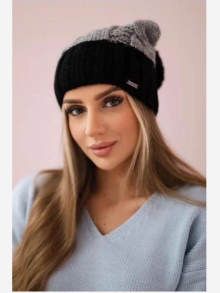 Čapica s fleece Paris K212 šedá+čierna