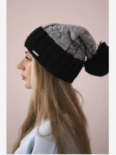 Čapica s fleece Paris K212 šedá+čierna