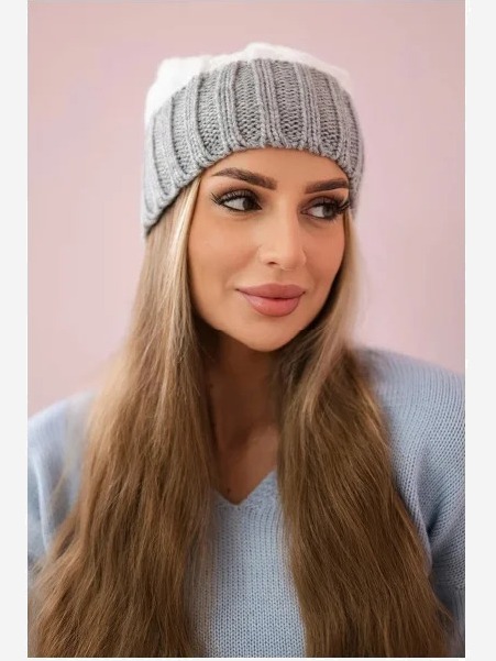 Čapica s fleece Paris K212 biela+šedá