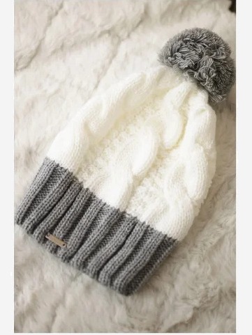 Čapica s fleece Paris K212 biela+šedá