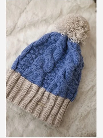 Čapica s fleece Paris K212 modrá+béžová