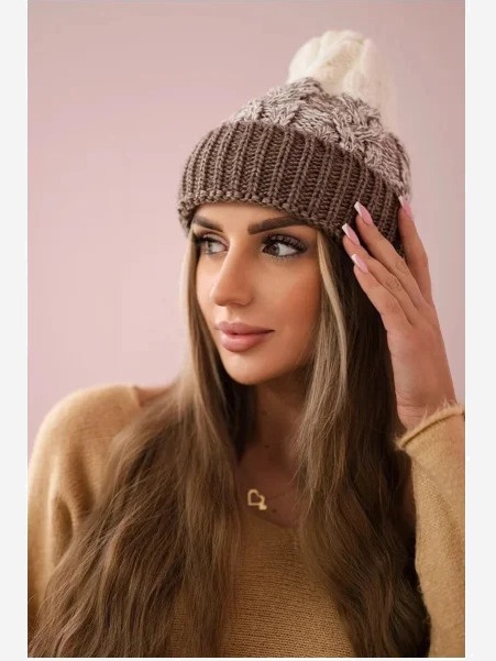 Dámska čiapka Samara K346 cappuccino+biela