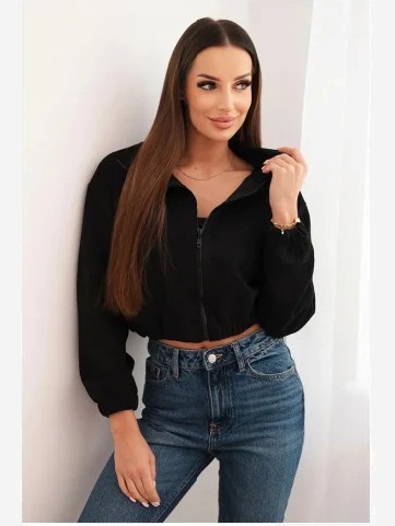 Semišová mikina na zips čierny