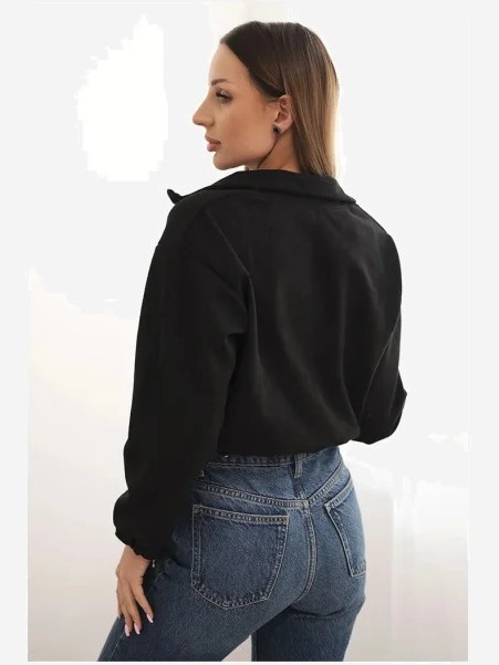 Semišová mikina na zips čierny