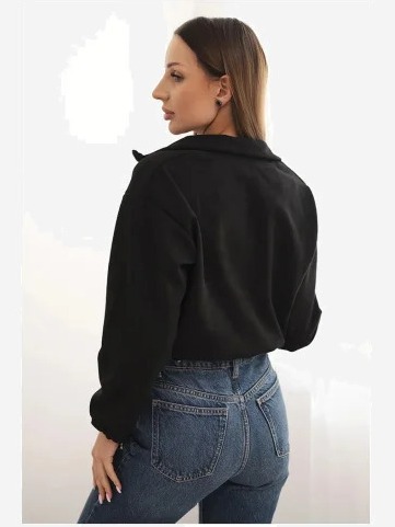 Semišová mikina na zips čierny