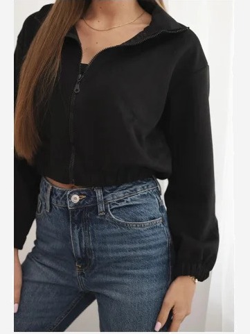 Semišová mikina na zips čierny