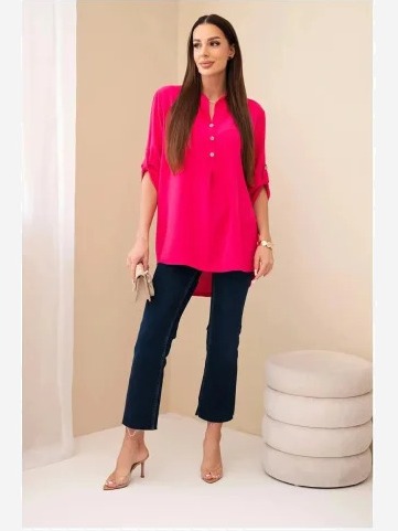 Blúzka s dlhším chrbtom fuchsia