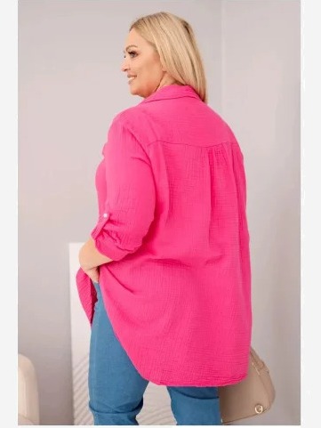 Bavlnená mušelínová košeľa fuksia