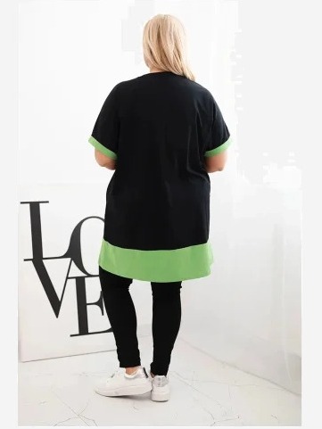 Zelená dámska tunika Plus Size s kvetinovým vzorom a ozdobnými perličkami
