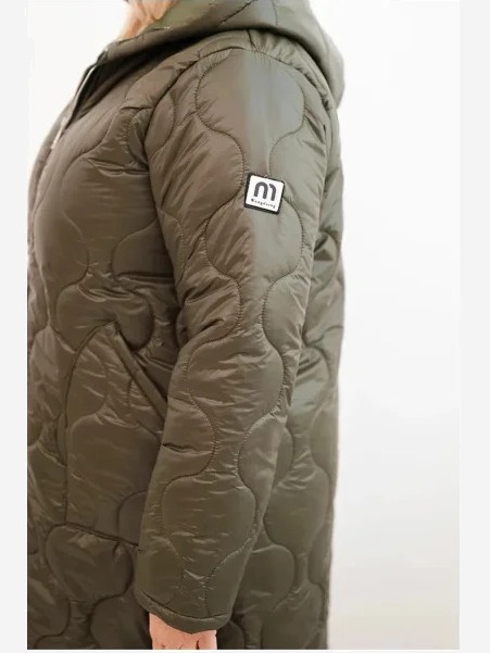 Dámska zimná prešívaná bunda Plus Size s kapucňou khaki