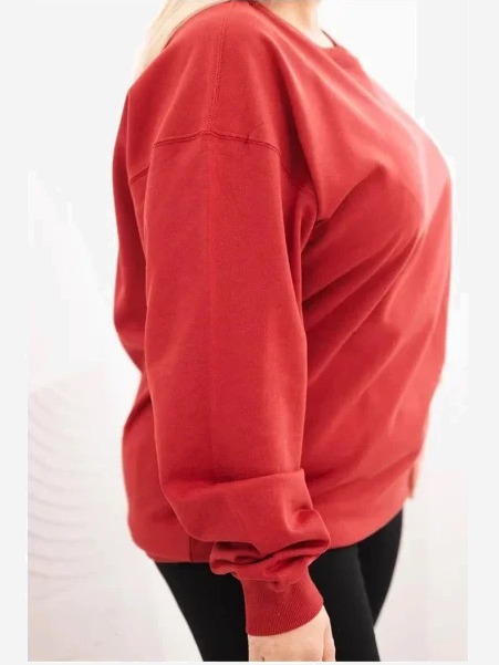 Dámska mikina s okrúhlym výstrihom Plus Size bavlnená basic bordová