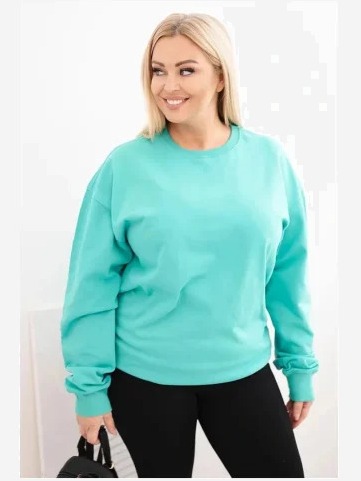 Dámska mikina s okrúhlym výstrihom Plus Size bavlnená basic mätová