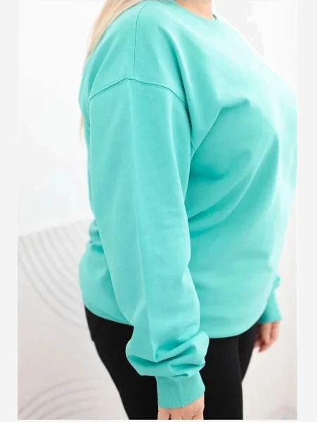 Dámska mikina s okrúhlym výstrihom Plus Size bavlnená basic mätová