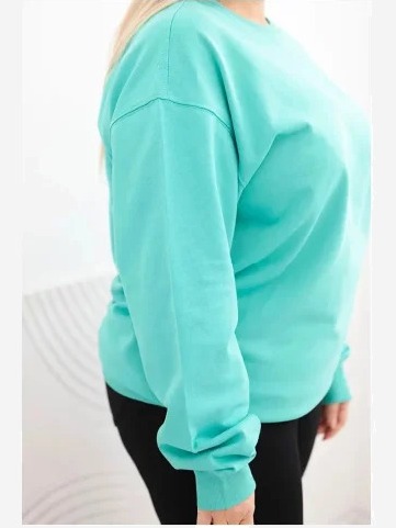 Dámska mikina s okrúhlym výstrihom Plus Size bavlnená basic mätová