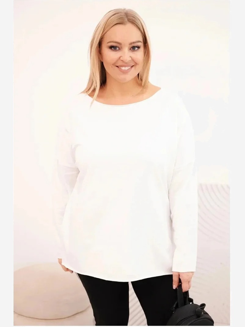 Dámska blúzka Plus Size asymetrická s dlhým rukávom biela