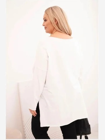 Dámska blúzka Plus Size asymetrická s dlhým rukávom biela