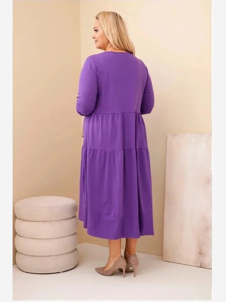 Dámska bavlnená sukňa Plus Size s volánmi a podhnutým rukávom fialová