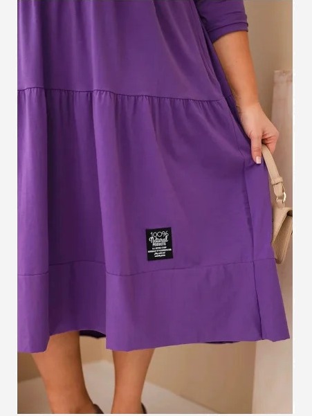 Dámska bavlnená sukňa Plus Size s volánmi a podhnutým rukávom fialová