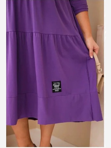 Dámska bavlnená sukňa Plus Size s volánmi a podhnutým rukávom fialová