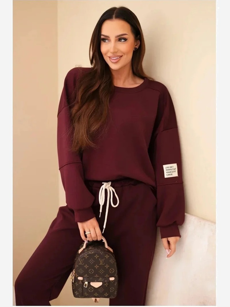 Komplet bluza + spodnie maslo tmavý bordový