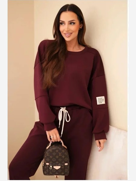 Komplet bluza + spodnie maslo tmavý bordový
